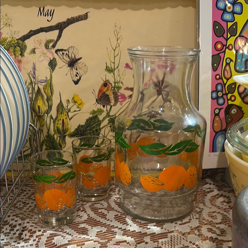 Anchor Hocking Orange and Green Drinkware Set